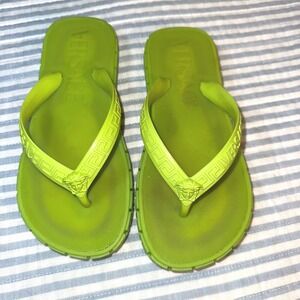 Versace Lime Green Medusa Thong Sandals